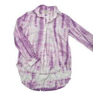 Cloth & Stone Anthropologie XS Tie-Dye Button-Up Shirt Tencel Lyocell Purple